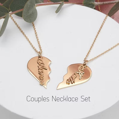 Broken Heart Couple Name Necklace - 30% OFF