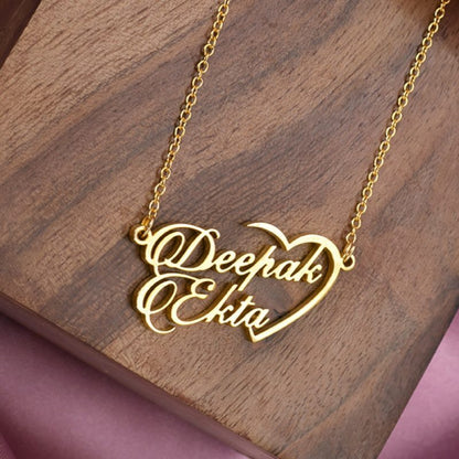 Heart Couple Name Necklace - 30% OFF