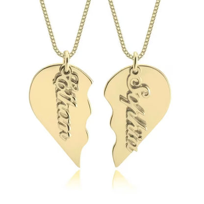 Broken Heart Couple Name Necklace - 30% OFF