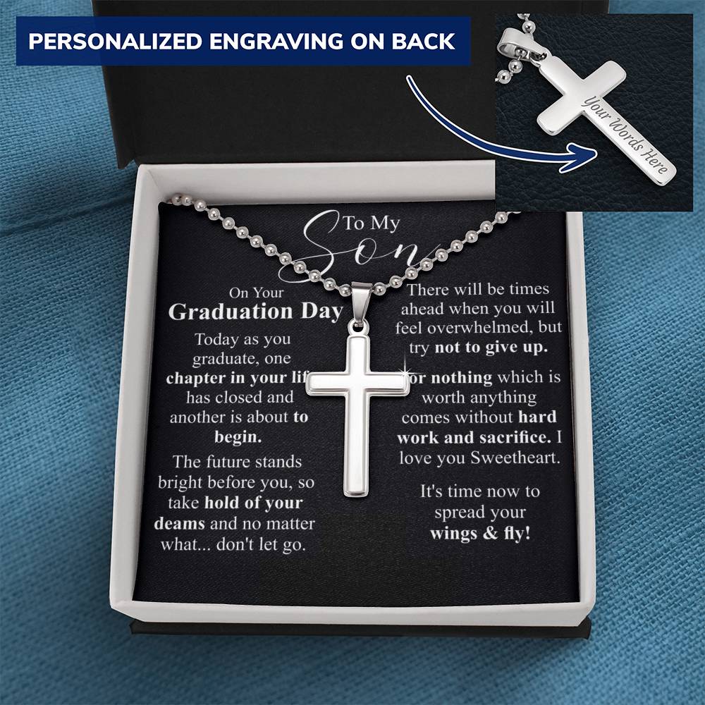 Cross Necklace Graduation Gift, High School Graduation Gift From Parents, Meaningful College Graduation Gift For Son, Graduation Day Gift w/o love mom and dad