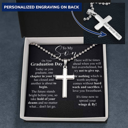 Cross Necklace Graduation Gift, High School Graduation Gift From Parents, Meaningful College Graduation Gift For Son, Graduation Day Gift w/o love mom and dad