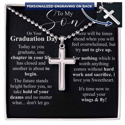 Cross Necklace Graduation Gift, High School Graduation Gift From Parents, Meaningful College Graduation Gift For Son, Graduation Day Gift w/o love mom and dad