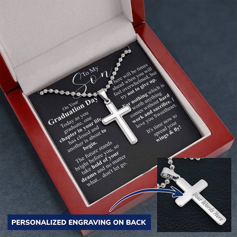 Cross Necklace Graduation Gift, High School Graduation Gift From Parents, Meaningful College Graduation Gift For Son, Graduation Day Gift w/o love mom and dad