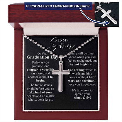 Cross Necklace Graduation Gift, High School Graduation Gift From Parents, Meaningful College Graduation Gift For Son, Graduation Day Gift w/o love mom and dad