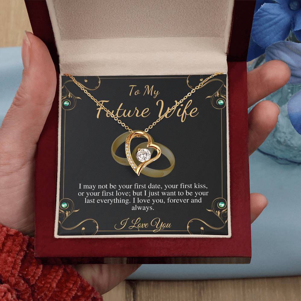 Future Wife Necklace, Fiancee Birthday Gift, Fiancee Gift on Engagement, Heart Neckalce To My Future Wife Gift, Valentines Day Gift for Wife w/ mahogany box