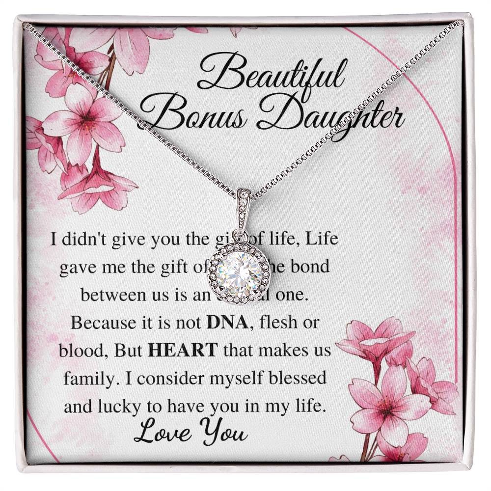 To my Bonus Daughter Beautiful Necklace, Stepdaughter Gift, Bonus Daughter Birthday Gift, Gift for Bonus Daughter, Christmas Gift for Girls w/o names