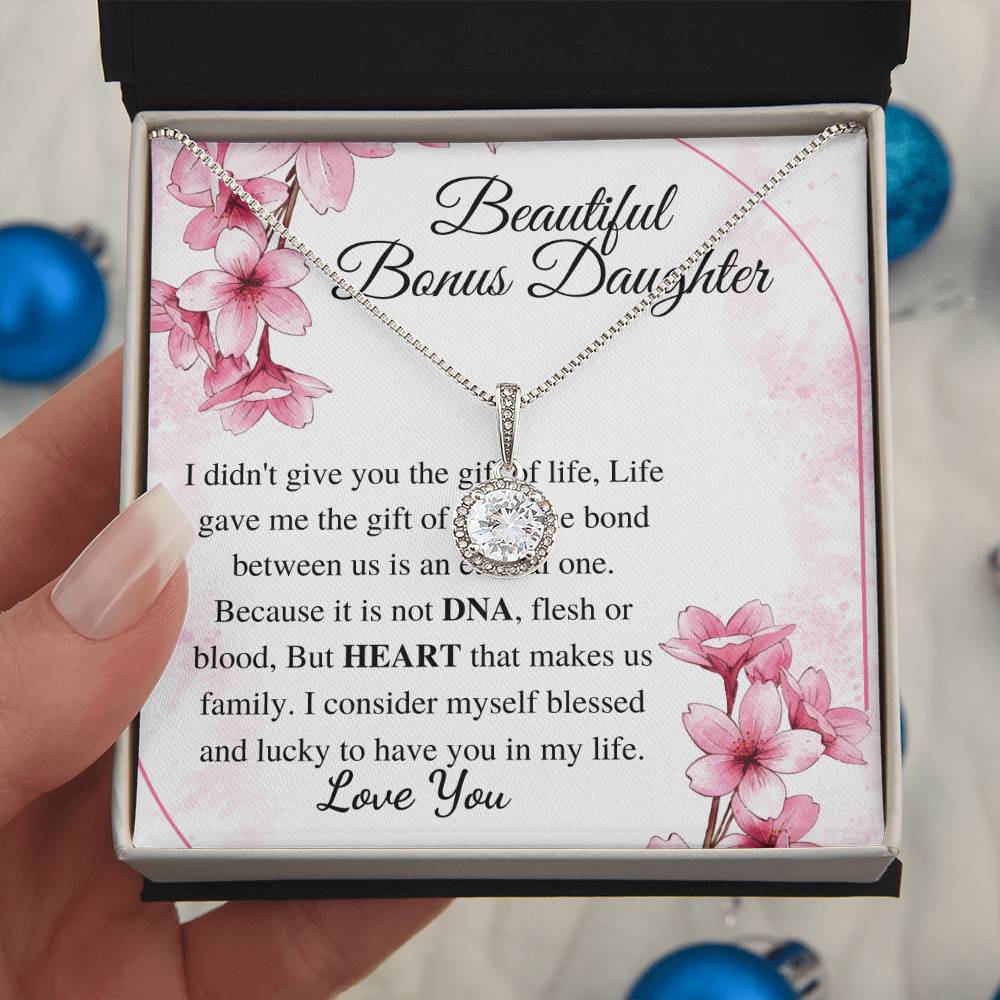 To my Bonus Daughter Beautiful Necklace, Stepdaughter Gift, Bonus Daughter Birthday Gift, Gift for Bonus Daughter, Christmas Gift for Girls w/o names