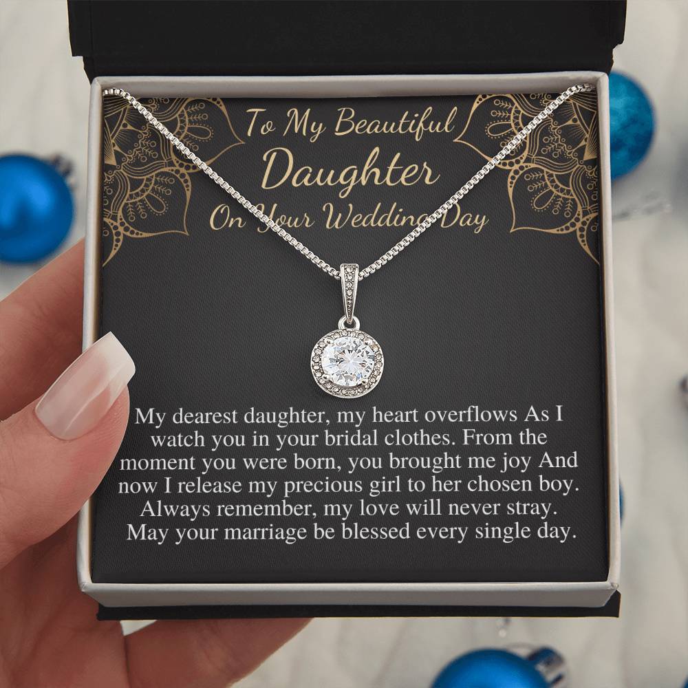 Bride Gift from Mom To My Daughter on Her Wedding Day, Personalized Eternal Hope Necklace Gift for Daughter, Wedding Day Gift for Bride w/o name