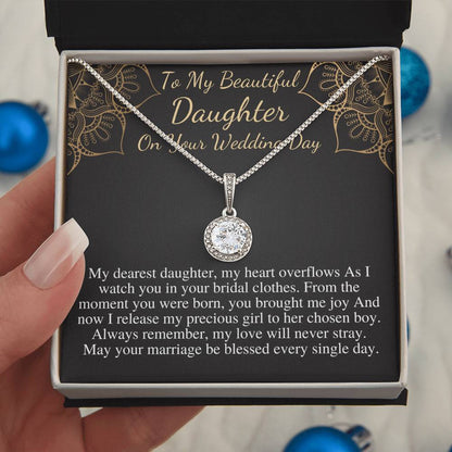 Bride Gift from Mom To My Daughter on Her Wedding Day, Personalized Eternal Hope Necklace Gift for Daughter, Wedding Day Gift for Bride w/o name