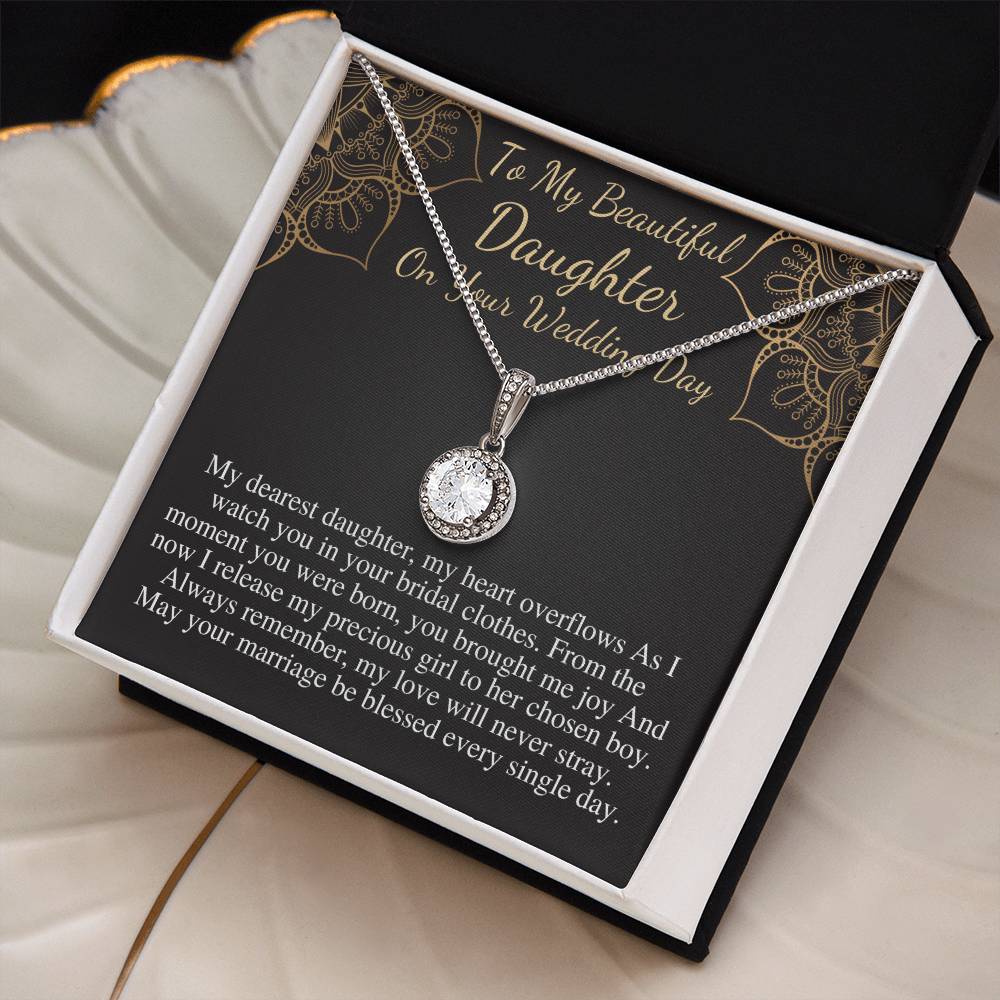 Bride Gift from Mom To My Daughter on Her Wedding Day, Personalized Eternal Hope Necklace Gift for Daughter, Wedding Day Gift for Bride w/o name