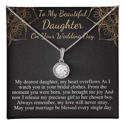 Bride Gift from Mom To My Daughter on Her Wedding Day, Personalized Eternal Hope Necklace Gift for Daughter, Wedding Day Gift for Bride w/o name