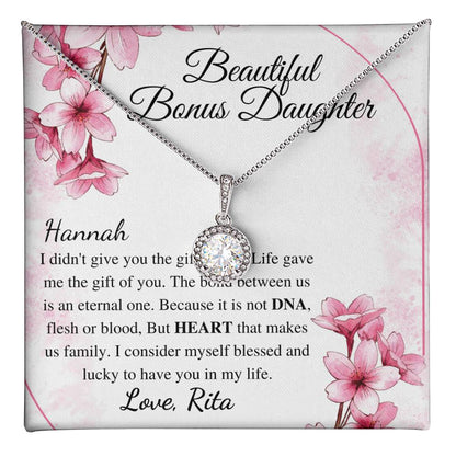 To my Bonus Daughter Beautiful Necklace, Stepdaughter Gift, Bonus Daughter Birthday Gift, Gift for Bonus Daughter, Christmas Gift for Girls Hannah