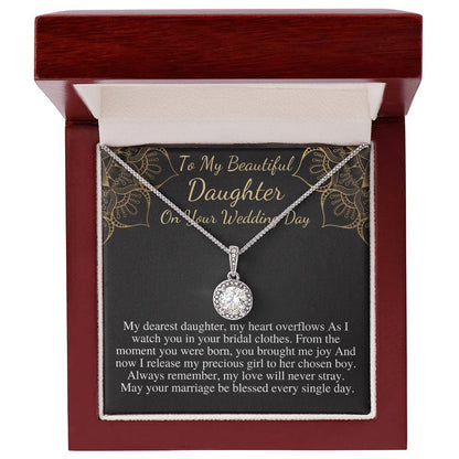 Bride Gift from Mom To My Daughter on Her Wedding Day, Personalized Eternal Hope Necklace Gift for Daughter, Wedding Day Gift for Bride w/o name