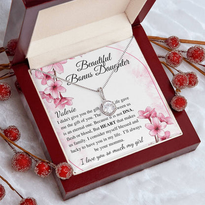 To my Bonus Daughter Beautiful Necklace, Stepdaughter Gift, Bonus Daughter Birthday Gift, Gift for Bonus Daughter, Christmas Gift for Girls Valerie