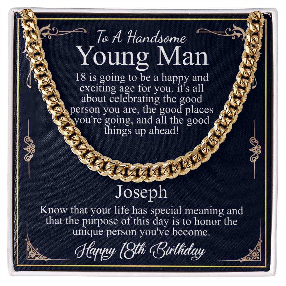 18th Birthday Gift For Him, 18th Birthday Present For Man, Personalized Gift for 18 Year Old Male, 18th Birthday Gift Son from Mom, Dad Joseph