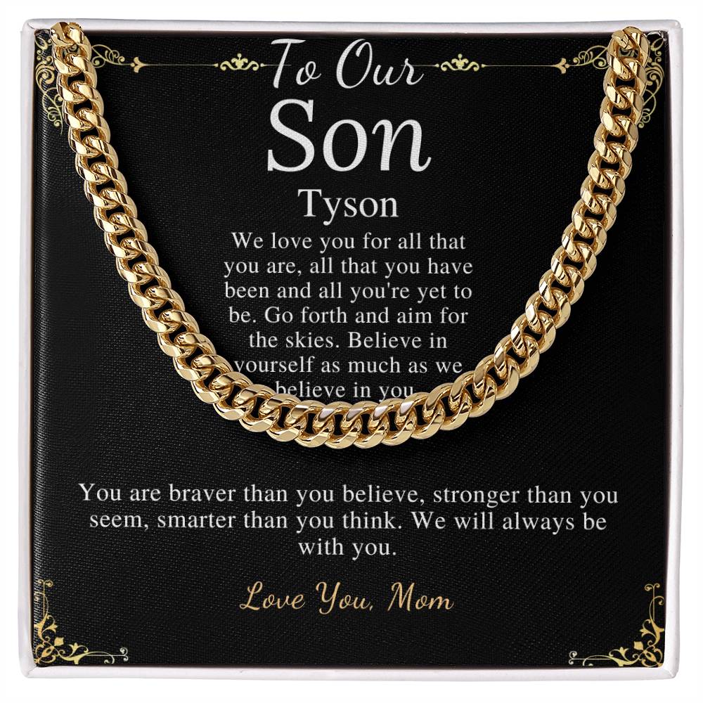 Sentimental Son Gifts from Mom, Son Chain Necklace, Mother to Son Gifts, Christmas Gifts for Son Birthday, Gifts for Son from Mother Tyson