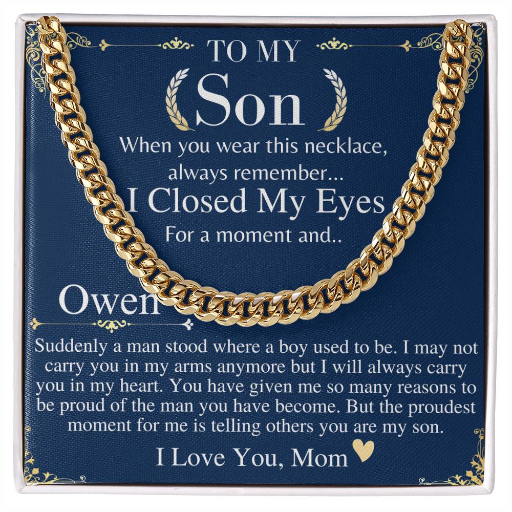 Son Birthday Gift, Sentimental Son Gifts from Mom, Christmas Gift For Son, Son Chain Necklace, Mother to Son Gift, Graduation Gifts for Son Owen