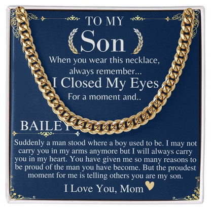 Sentimental Son Gifts from Mom, Son Chain Necklace, Mother to Son Gifts, Christmas Gifts for Son, Graduation Gifts for Son from Mother BAILEY