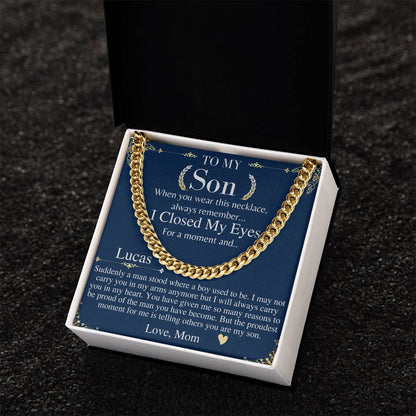 Sentimental Son Gifts from Mom, Son Chain Necklace, Mother to Son Gifts, Christmas Gifts for Son, Graduation Gifts for Son from Mother Lucas