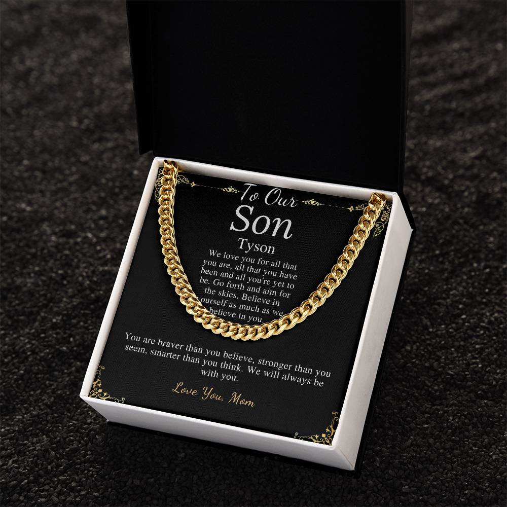 Sentimental Son Gifts from Mom, Son Chain Necklace, Mother to Son Gifts, Christmas Gifts for Son Birthday, Gifts for Son from Mother Tyson