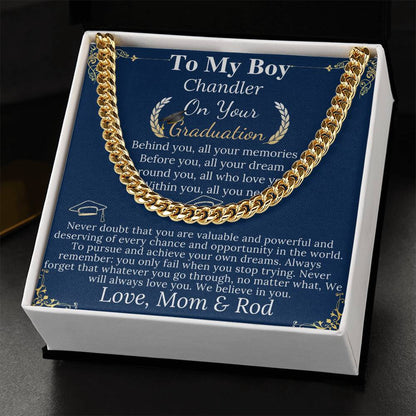 Son Graduation Gifts from Mom & Dad, Chain Necklace Graduation Gifts for Son, High School Graduation Gifts For him, College Graduation Gift Chandler