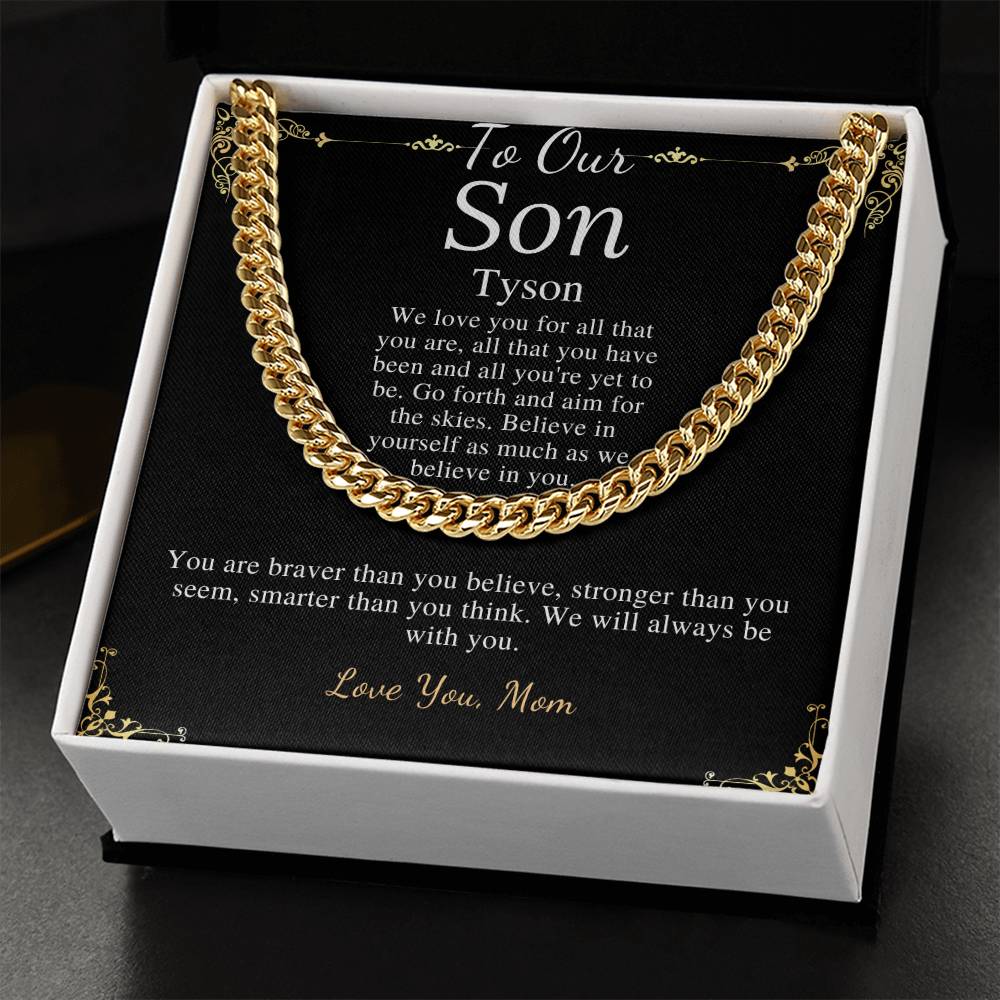 Sentimental Son Gifts from Mom, Son Chain Necklace, Mother to Son Gifts, Christmas Gifts for Son Birthday, Gifts for Son from Mother Tyson