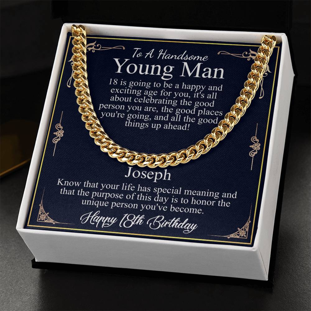 18th Birthday Gift For Him, 18th Birthday Present For Man, Personalized Gift for 18 Year Old Male, 18th Birthday Gift Son from Mom, Dad Joseph