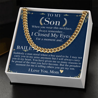 Sentimental Son Gifts from Mom, Son Chain Necklace, Mother to Son Gifts, Christmas Gifts for Son, Graduation Gifts for Son from Mother BAILEY