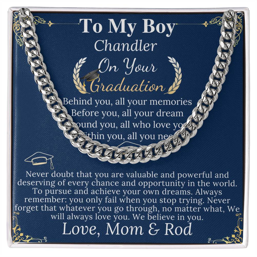 Son Graduation Gifts from Mom & Dad, Chain Necklace Graduation Gifts for Son, High School Graduation Gifts For him, College Graduation Gift Chandler