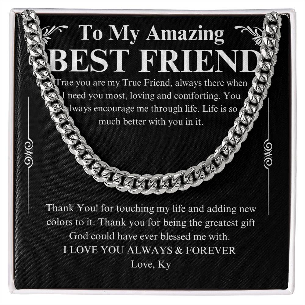 To My Male Best Friend Curb Chain Necklace, Birthday Gift for Guy Friend, Birthday Gift for Male Best Friend, Male Friend Gifts Ideas Ky