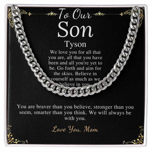 Sentimental Son Gifts from Mom, Son Chain Necklace, Mother to Son Gifts, Christmas Gifts for Son Birthday, Gifts for Son from Mother Tyson