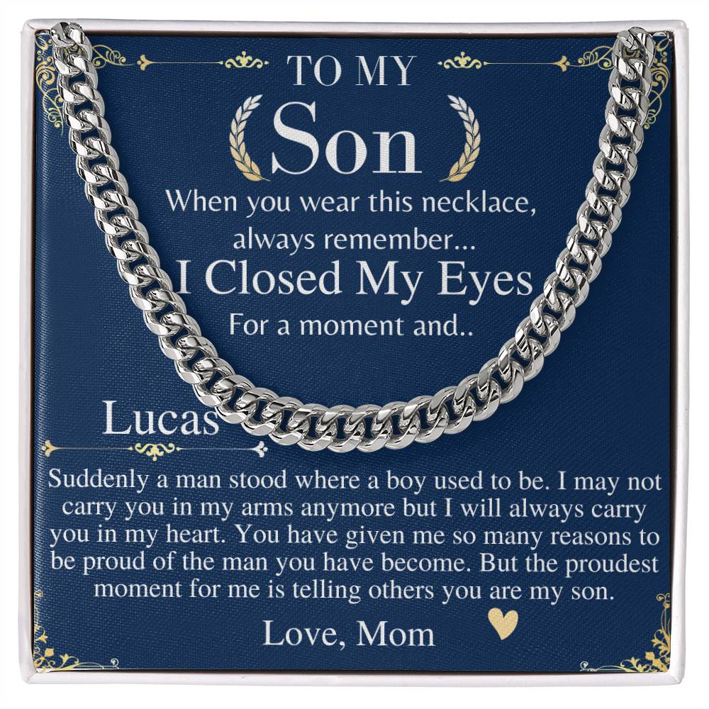 Sentimental Son Gifts from Mom, Son Chain Necklace, Mother to Son Gifts, Christmas Gifts for Son, Graduation Gifts for Son from Mother Lucas