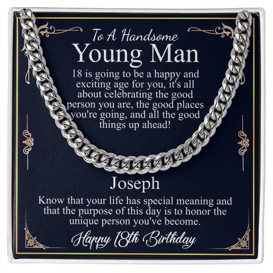 18th Birthday Gift For Him, 18th Birthday Present For Man, Personalized Gift for 18 Year Old Male, 18th Birthday Gift Son from Mom, Dad Joseph