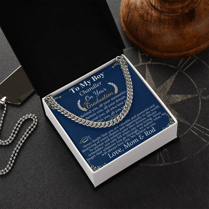 Son Graduation Gifts from Mom & Dad, Chain Necklace Graduation Gifts for Son, High School Graduation Gifts For him, College Graduation Gift Chandler