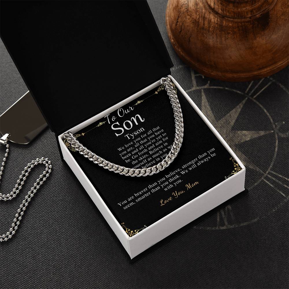 Sentimental Son Gifts from Mom, Son Chain Necklace, Mother to Son Gifts, Christmas Gifts for Son Birthday, Gifts for Son from Mother Tyson