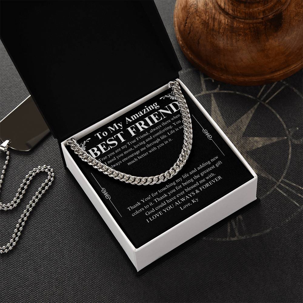 To My Male Best Friend Curb Chain Necklace, Birthday Gift for Guy Friend, Birthday Gift for Male Best Friend, Male Friend Gifts Ideas Ky