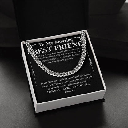 To My Male Best Friend Curb Chain Necklace, Birthday Gift for Guy Friend, Birthday Gift for Male Best Friend, Male Friend Gifts Ideas Ky