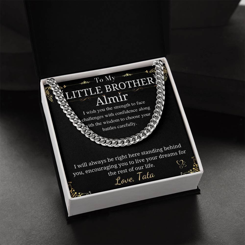 Gift for Little Brother, Chain Necklace Gift from Sister, Christmas Gift for Men, Personalized gift for brother, Keepsake gift for him Tata