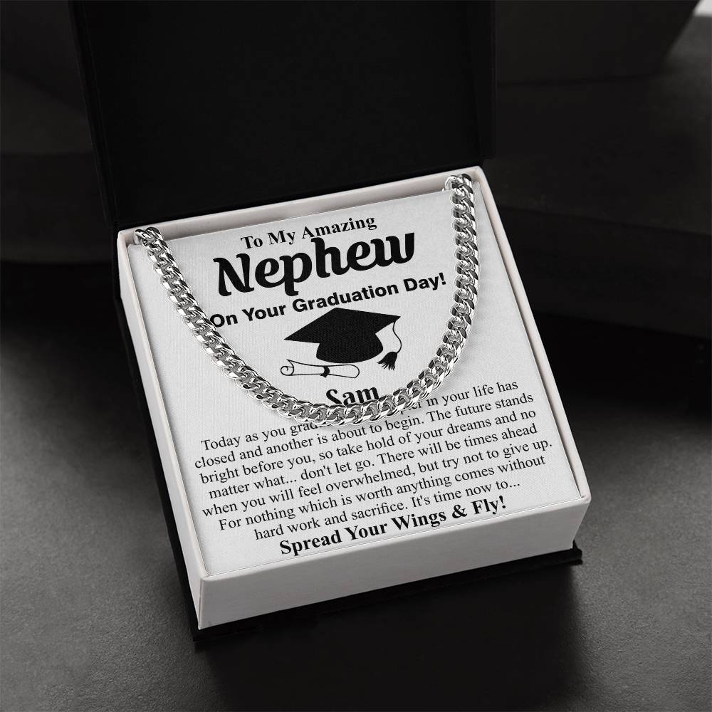 Custom Nephew Graduation Stainless Steel Necklace High School Graduation Gift for Nephew Nephew Graduation Gift Graduation Gift for Nephew Sam