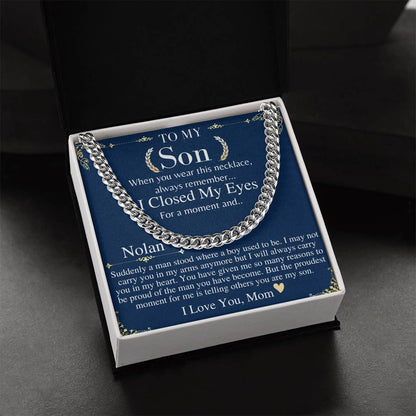 Sentimental Son Gifts from Mom, Son Chain Necklace, Mother to Son Gifts, Christmas Gifts for Son, Graduation Gifts for Son from Mother NOLAN