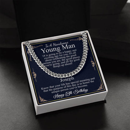 18th Birthday Gift For Him, 18th Birthday Present For Man, Personalized Gift for 18 Year Old Male, 18th Birthday Gift Son from Mom, Dad Joseph