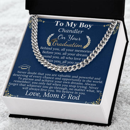 Son Graduation Gifts from Mom & Dad, Chain Necklace Graduation Gifts for Son, High School Graduation Gifts For him, College Graduation Gift Chandler