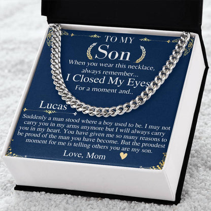 Sentimental Son Gifts from Mom, Son Chain Necklace, Mother to Son Gifts, Christmas Gifts for Son, Graduation Gifts for Son from Mother Lucas