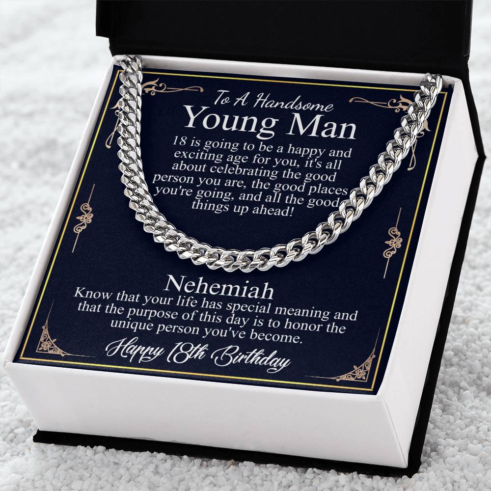 18th Birthday Gift For Him, 18th Birthday Present For Man, Personalized Gift for 18 Year Old Male, 18th Birthday Gift Son from Mom, Dad Nehemiah