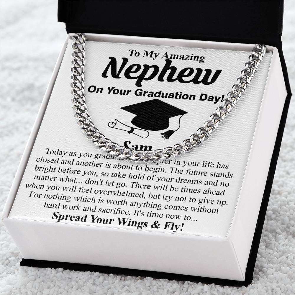 Custom Nephew Graduation Stainless Steel Necklace High School Graduation Gift for Nephew Nephew Graduation Gift Graduation Gift for Nephew Sam