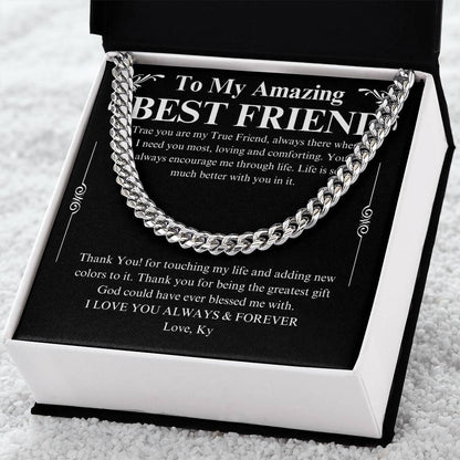 To My Male Best Friend Curb Chain Necklace, Birthday Gift for Guy Friend, Birthday Gift for Male Best Friend, Male Friend Gifts Ideas Ky