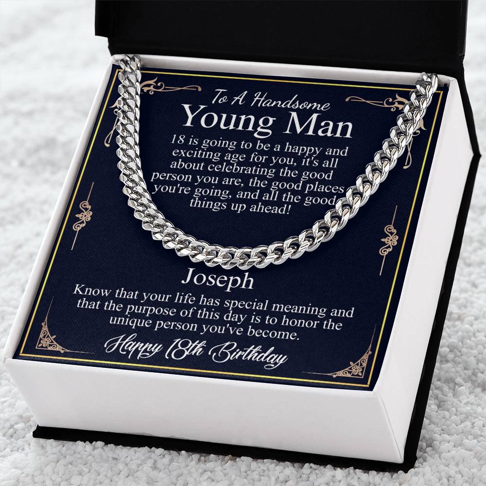 18th Birthday Gift For Him, 18th Birthday Present For Man, Personalized Gift for 18 Year Old Male, 18th Birthday Gift Son from Mom, Dad Joseph