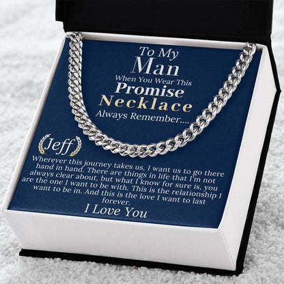 Boyfriend Promise necklace For Him, Boyfriend Mens Chain Necklace Christmas Gift For Soulmate, Valentine's Day Gift for Husband #0943 Jeff