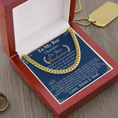 Son Graduation Gifts from Mom & Dad, Chain Necklace Graduation Gifts for Son, High School Graduation Gifts For him, College Graduation Gift Chandler