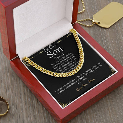 Sentimental Son Gifts from Mom, Son Chain Necklace, Mother to Son Gifts, Christmas Gifts for Son Birthday, Gifts for Son from Mother Tyson